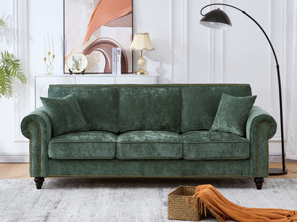 Modern 3 And 2 Seater Sofa With Rolled Arms, Tufted Upholstered Couch