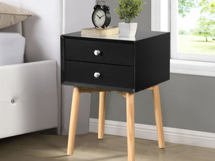 Bedside Table With 2 Drawers Mid-Century Modern Storage Cabinet For Bedroom