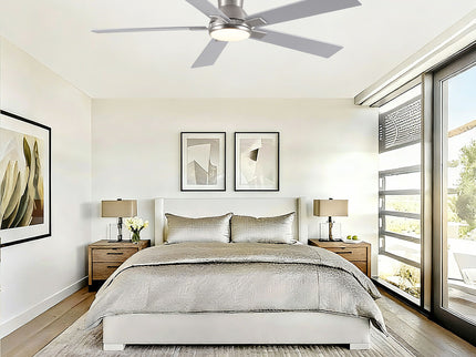 Low Profile Flush Mount Intergrated LED Ceiling Fan With Light And Reversible Quiet Motor