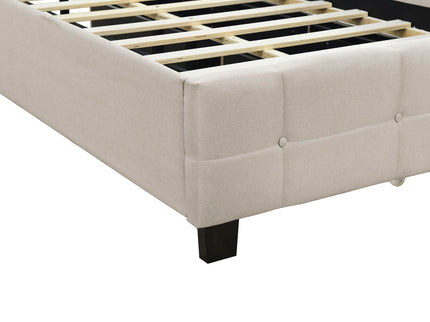 Upholstered Platform Bed With LED Frame, With Trundle And 2 Drawers