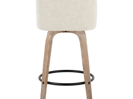 Toriano - Contemporary Fixed Height Counter Stool Swivel & Round Footrest (Set of 2)