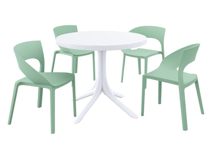 4 Piece Set Of Modern Designed Single Chairs With Round Table