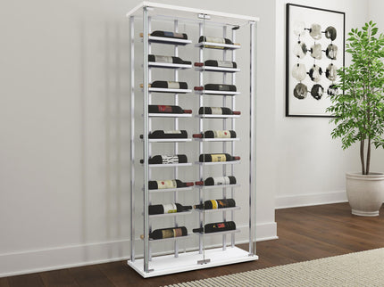 Wine Storage LED Curio Cabinet - Chrome
