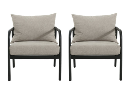 Leora - Modern Minimalist Round Tube Sofa Chair With Cushions - Beige / Black