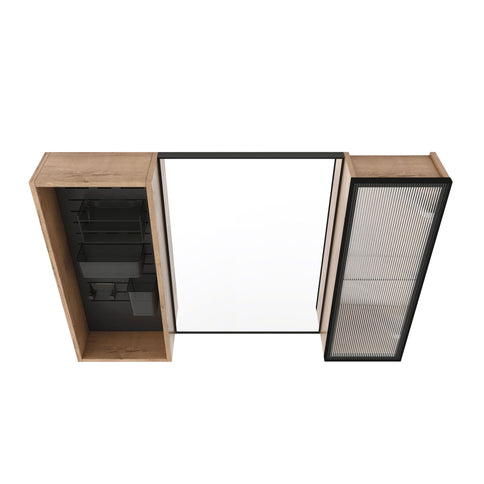 41.6" Wall Mounted Bathroom Cabinet With Adjustable Shelves Storage Cabinet - Imitative Oak