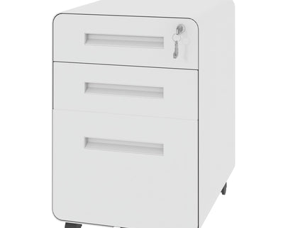 3-Drawer Mobile File Cabinet With Lock, On Casters, Holds A4/Letter Files
