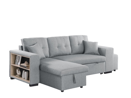 Daniel - Upholstered Reversible Sectional With Pull Out Loveseat - Light Gray