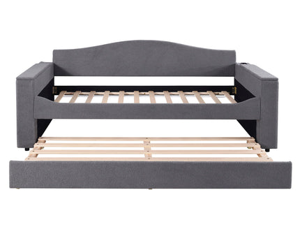 Upholstered Daybed With Storage Armrests, Trundle And Latest Integrated tooth Audio System