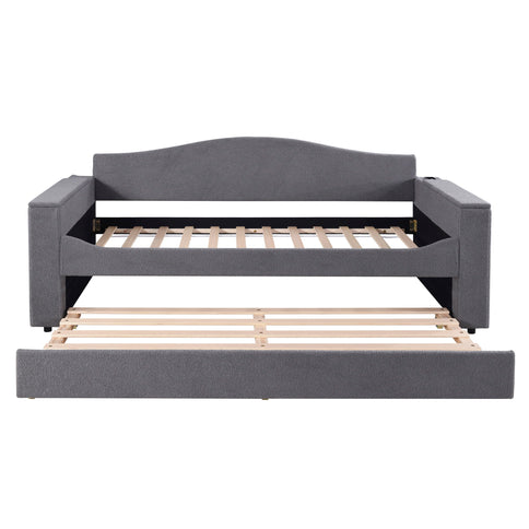 Upholstered Daybed With Storage Armrests, Trundle And Latest Integrated tooth Audio System