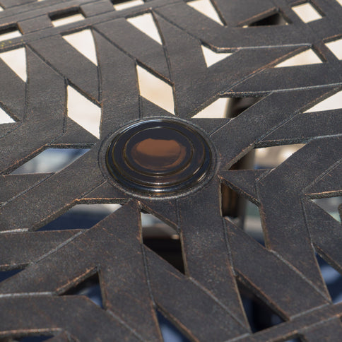 Enchantia - Outdoor Square Dining Table With Weave Tabletop And Flared Legs - Copper