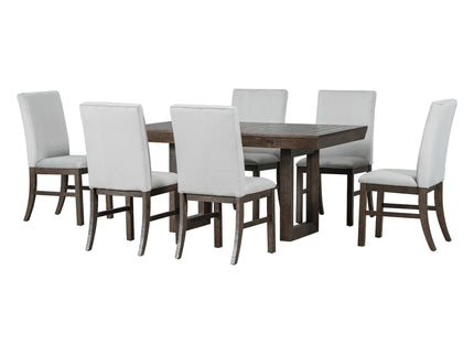 Topmax - 7 Piece Traditional Extendable Dining Table Set With Butterfly Leaf And 6 Upholstered Dining Table Set