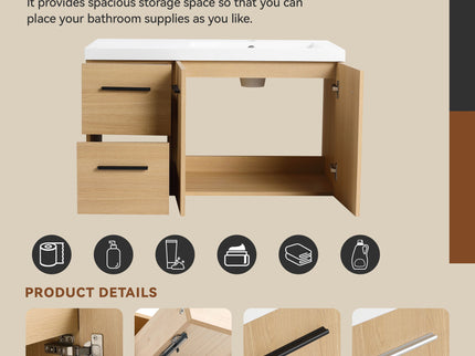 Wall Mounted Floating Bathroom Vanity With Sink, Door & Drawers Modular Cabinet