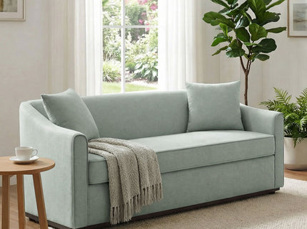 3 Seater Sofa With Wrap Around Armrests And Throw Pillows