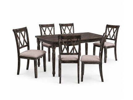 Claudia II - Weathered 7 Pieces Dining Room Set - Gray