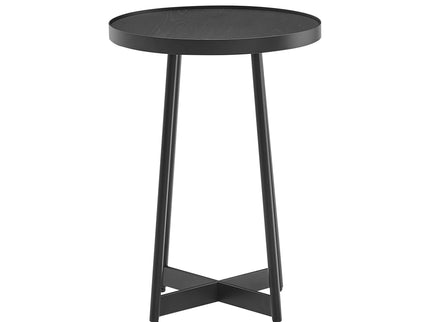 Ranlo - Round Accent Table With Geometric Legs - Black