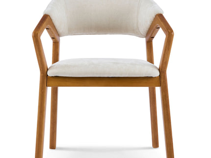 Indoor Upholstered Dining Armchair (Set of 2) - Beige / Teak