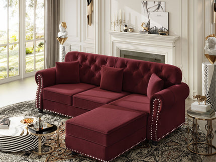 Upholstered Sofa Set With Nailhead Trim And Rolled Armrests, Includes Pillows