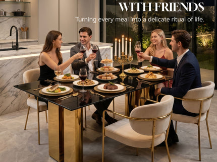 Rectangular Dining Table - Gold / Black