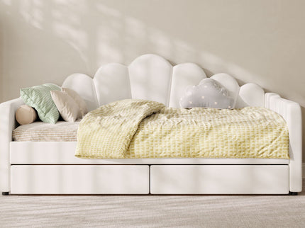 Shell Shaped Upholstered Daybed Frame With Slats
