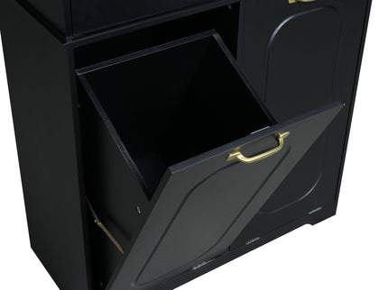 Freestanding Tall Storage Cabinet With 2 Tilt Out Hampers