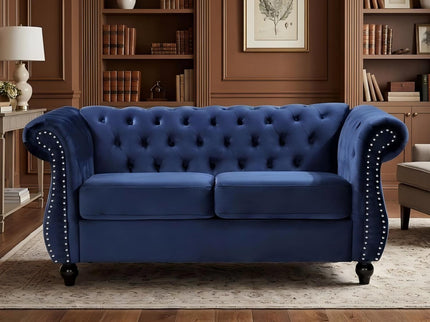Chesterfield Button Tufted Loveseat With Rolled Arms