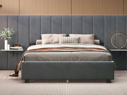Upholstered Platform Bed With Big Headboard