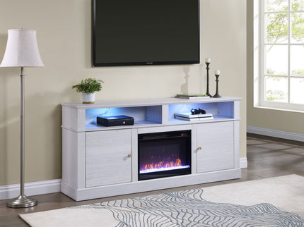 Terra - TV Stand Console With Fireplace - White Walnut