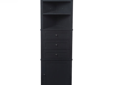 Tall Storage Cabinet With 3 Drawers And Adjustable Shelves For Bathroom
