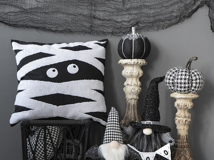 Sitting Gnome With Wings & Plaid Hat, For Halloween Decor