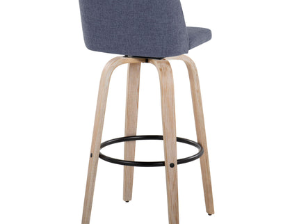 Toriano - Mid-Century Modern Fixed Height BarStool With Round Footrest (Set of 2)