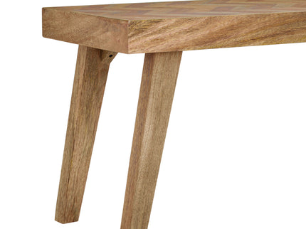 Artisan - Handcrafted Mango Wood Bench Rustic Boho Style - Natural