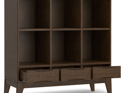 Harper - Low 6 Cube Storage With Drawers - Walnut Brown