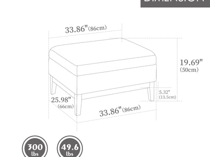 Upholstered Storage Ottoman With Reversible Lid Coffee Table, Foot Stool