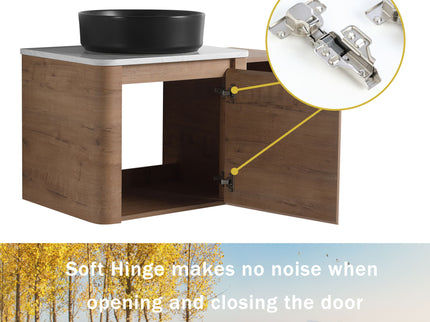 Wall Mounted Bathroom Vanity With Art Sink, 1 Storage Shelf, 2 Soft Close Doors