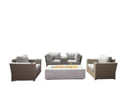 Dark Brown / 4 Pc. Sofa, 2 Chairs, Fire Pit