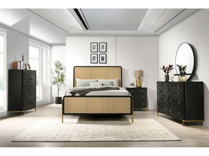Anser - 5 Piece Eastern King Bedroom Set - Black / Natural