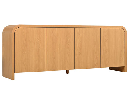 Curved Edge TV Stand With Large Cabinets