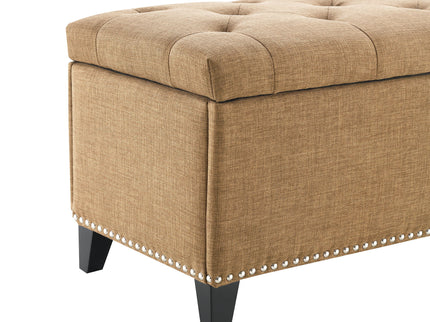 Button-Tufted Storage Ottoman With Safety Close Hinge