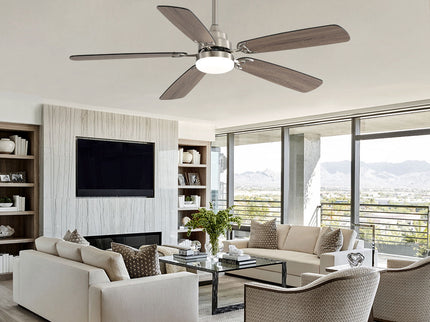 52" Ceiling Fan With LED Light, 6 Speed Remote Control, Reversible DC Motor