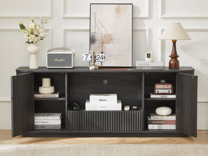 Modern Wavy TV Stand Rounded Sideboard With Storage Cabinet