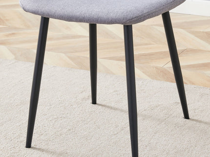 Luxury Simple Chair Linen Cotton High Resilience Dining Chair With Black Metal Legs (Set of 4) - Light Gray