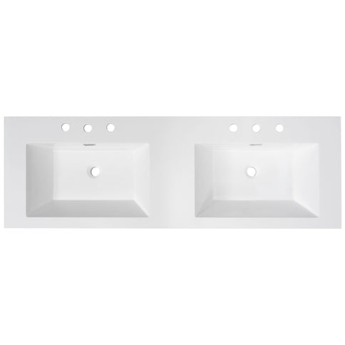 Vanity Top With Undermount Rectangular Double Sinks, Faucet Holes - White