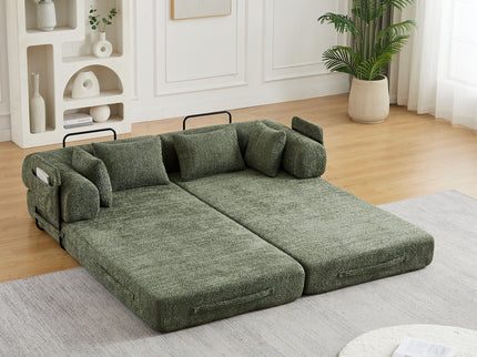 Convertible Sleeper Sofa Bed With Cylindrical Pillow