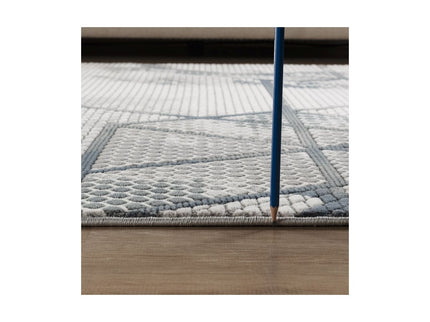 Geometrix - 5'3" X 7'3" Area Rug & Geometric, 3D Effect - Ivory / Gray