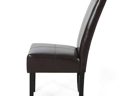 Bonded Leather Upholstered Dining Chair With Solid Wood Legs (Set of 2) - Chocolate