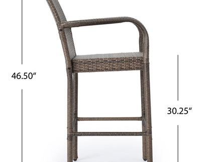 Outdoor Wicker Barstools With Rattan And Iron Frame