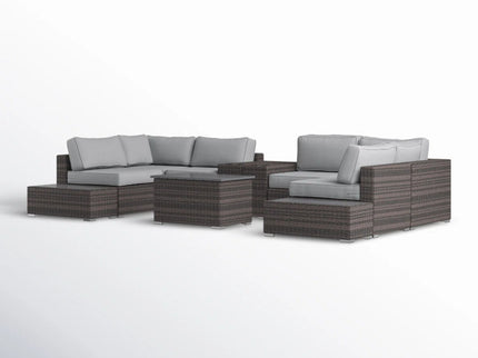 Wicker Sectional Seating Group With Cushions