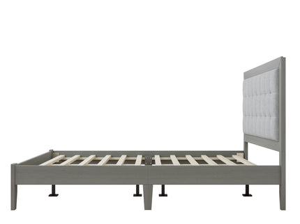 Mid Century Modern Platform Bed With Upholstered Headboard