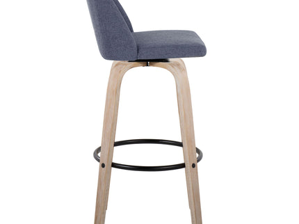 Toriano - Mid-Century Modern Fixed Height BarStool With Round Footrest (Set of 2)