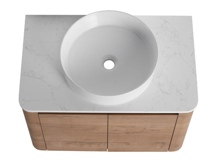 Wall Mounted Bathroom Vanity With Art Sink, 1 Storage Shelf, 2 Soft Close Doors